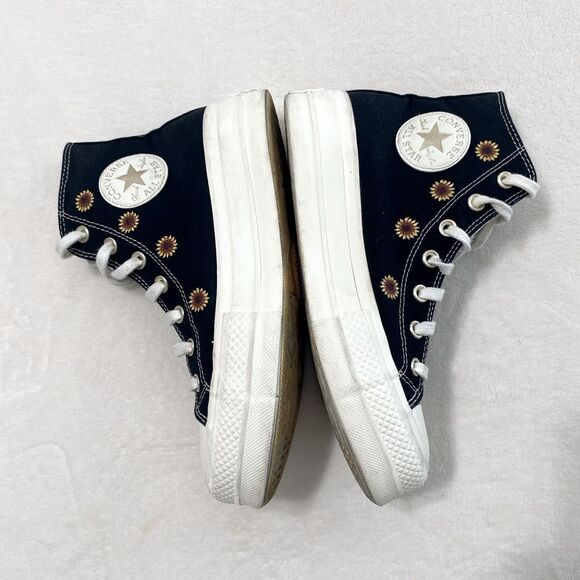 Converse Sneakers Lift Platform Sunflower HighTops Chuck Taylor Black Size 7.5 - Picture 7 of 12